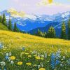 Meadow and Mountains Diamond Painting