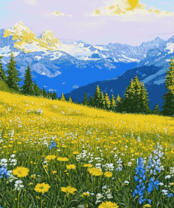 Meadow and Mountains Diamond Painting