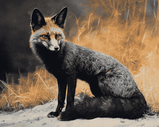 Melanistic Fox Wildlife Diamond Painting