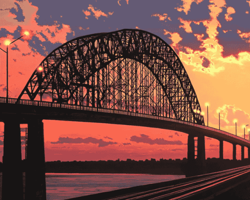 Memphis Bridge Tennesse Sunset Diamond Painting