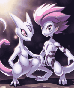 Mewtwo and Ash Pokemon Diamond Painting