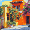 Mexican House on Vibrant Streets Diamond Painting