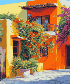 Mexican House on Vibrant Streets Diamond Painting