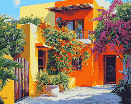 Mexican House on Vibrant Streets Diamond Painting