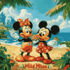 Mickey Minnie Disney Adventure Hawaii Diamond Painting