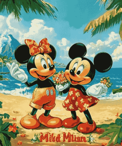 Mickey Minnie Disney Adventure Hawaii Diamond Painting