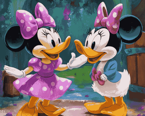 Minnie Mouse and Daisy Duck Cartoon Diamond Painting