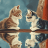 Mirror Cats Scene Diamond Painting