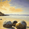 Moeraki Boulders Scenic View Diamond Painting