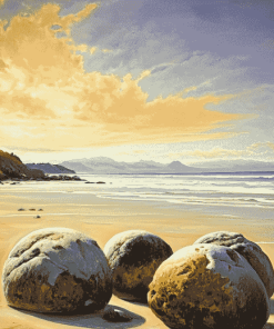 Moeraki Boulders Scenic View Diamond Painting