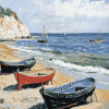 Monet Boats Seaside Diamond Painting