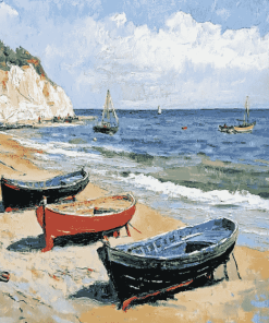 Monet Boats Seaside Diamond Painting