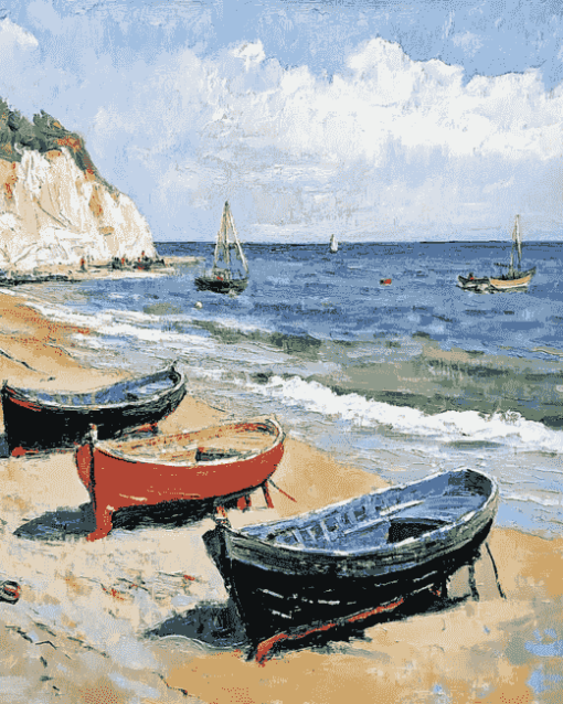 Monet Boats Seaside Diamond Painting