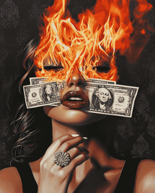 Money on Fire Diamond Painting