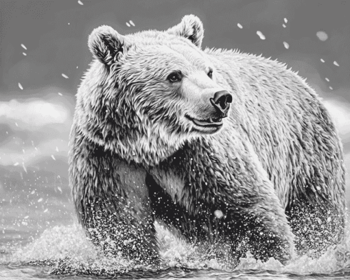 Monochrome Bear Wildlife Diamond Painting