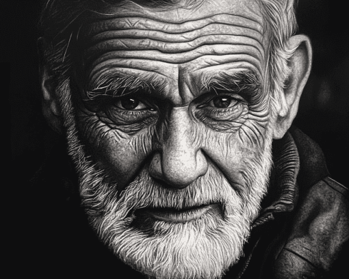 Monochrome Old Man Diamond Painting