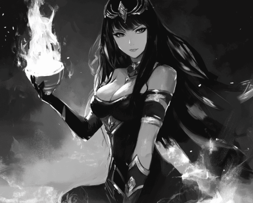 Monochrome Tharja Fire Emblem Diamond Painting