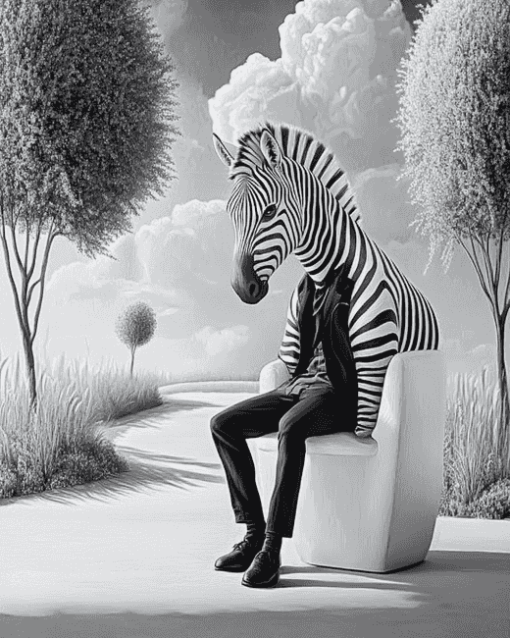 Monochrome Zebra Diamond Painting