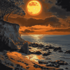 Moonlit Beach Seascape Diamond Painting