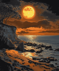 Moonlit Beach Seascape Diamond Painting