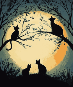 Moonlit Cat Silhouette Diamond Painting