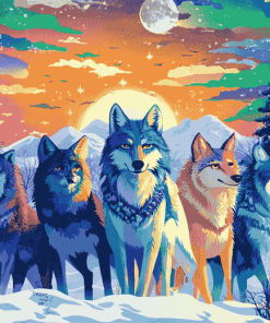 Moonlit Fantasy Wolf Diamond Painting