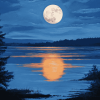 Moonlit Lake Landscape Diamond Painting