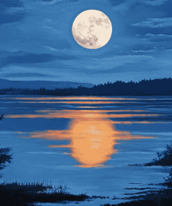 Moonlit Lake Landscape Diamond Painting