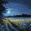 Moonlit Landscape Night Walk Diamond Painting