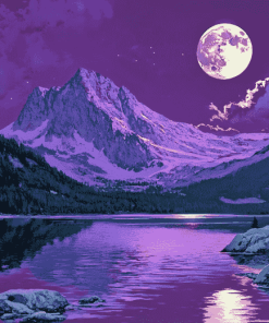 Moonlit Mountain Landscape Diamond Painting