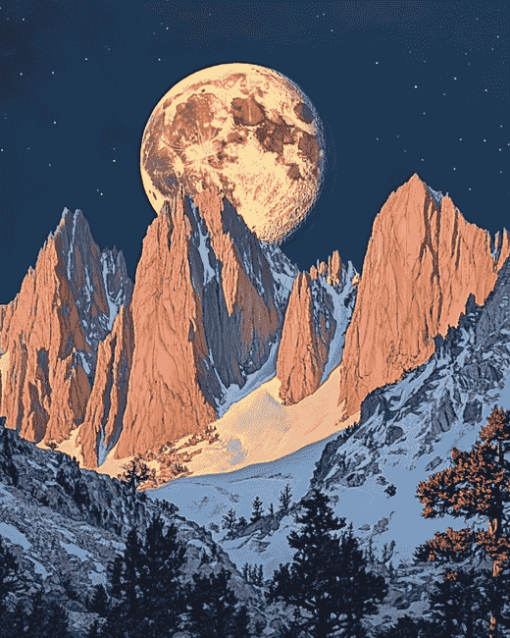 Moonlit Mt Whitney National Park Diamond Painting