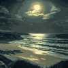 Moonlit St Ives Bay Landscape Diamond Painting