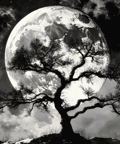 Moonlit Tree Silhouette Diamond Painting