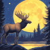 Moose and Moon Wildlife Diamond Painting