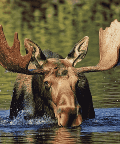 Moose by Water Diamond Painting