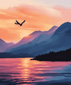 Mountain Sunset Scenery Diamond Painting