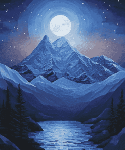 Mountains Under Moonlight Diamond Painting