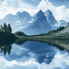 Mountains and Lakes Reflection Diamond Painting