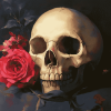 Mourning Skull and Roses Diamond Painting