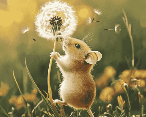 Mouse and Dandelion Diamond Painting