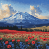 Mt St Helens Red Poppies View Diamond Painting