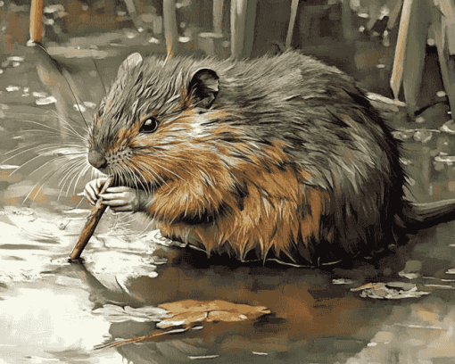 Muskrat Wildlife Diamond Painting