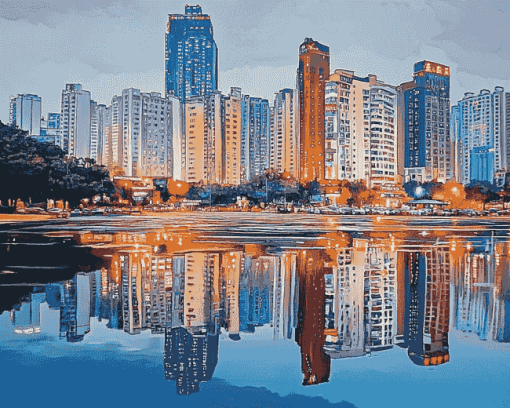 Nanning Cityscape Reflection Diamond Painting