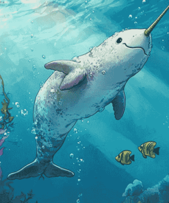 Narwhal and Sea Friends Underwater Diamond Painting