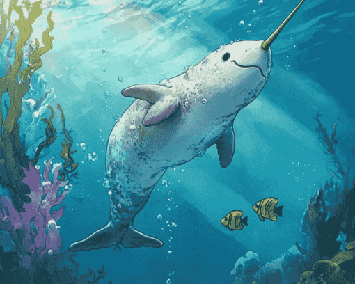 Narwhal and Sea Friends Underwater Diamond Painting