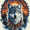 Native American Wolf and Chief Diamond Painting