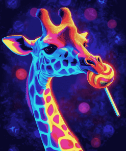 Neon Giraffe Fantasy Diamond Painting