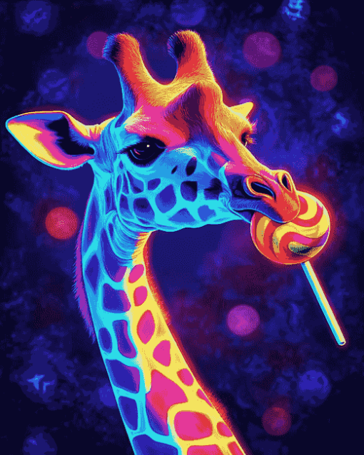 Neon Giraffe Fantasy Diamond Painting