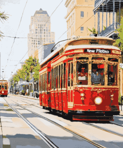 New Orleans Red Tram Diamond Painting