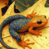 Newt on Green Leaf Diamond Painting